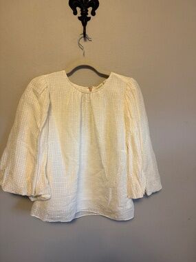 Marie Oliver Cream Textured Peasant Top Sz-Ladies M